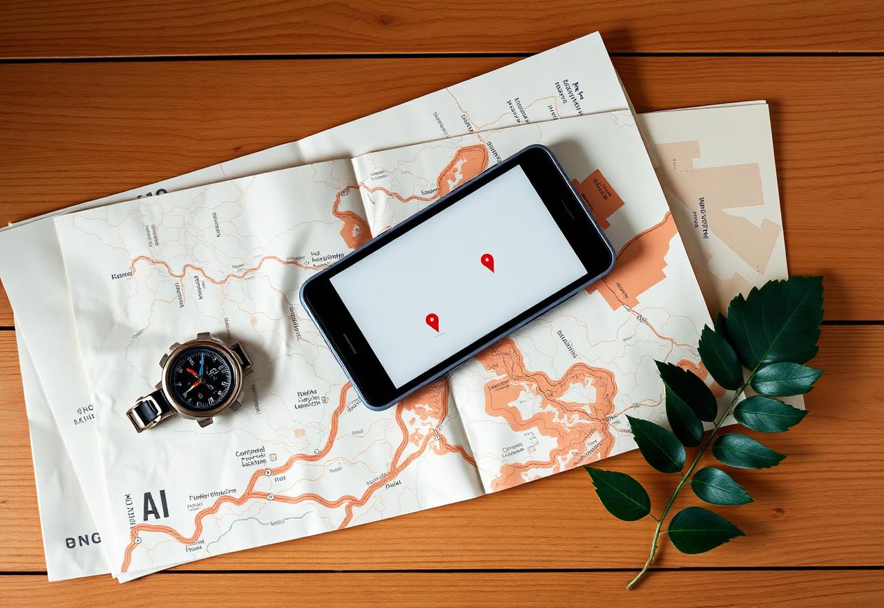Smartphone map ready for an outdoor adventure